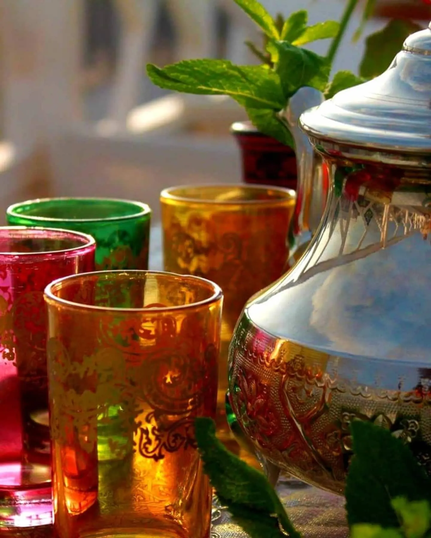 Mint tea served in the riad