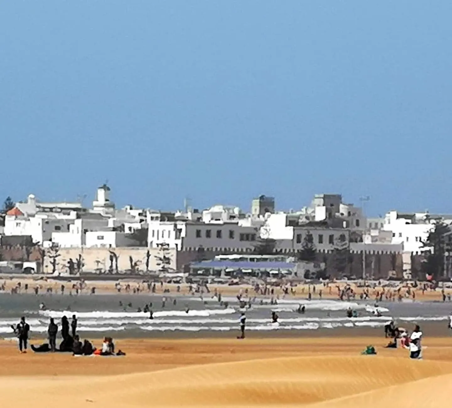 The Essaouira harbour and ramparts seen from the water