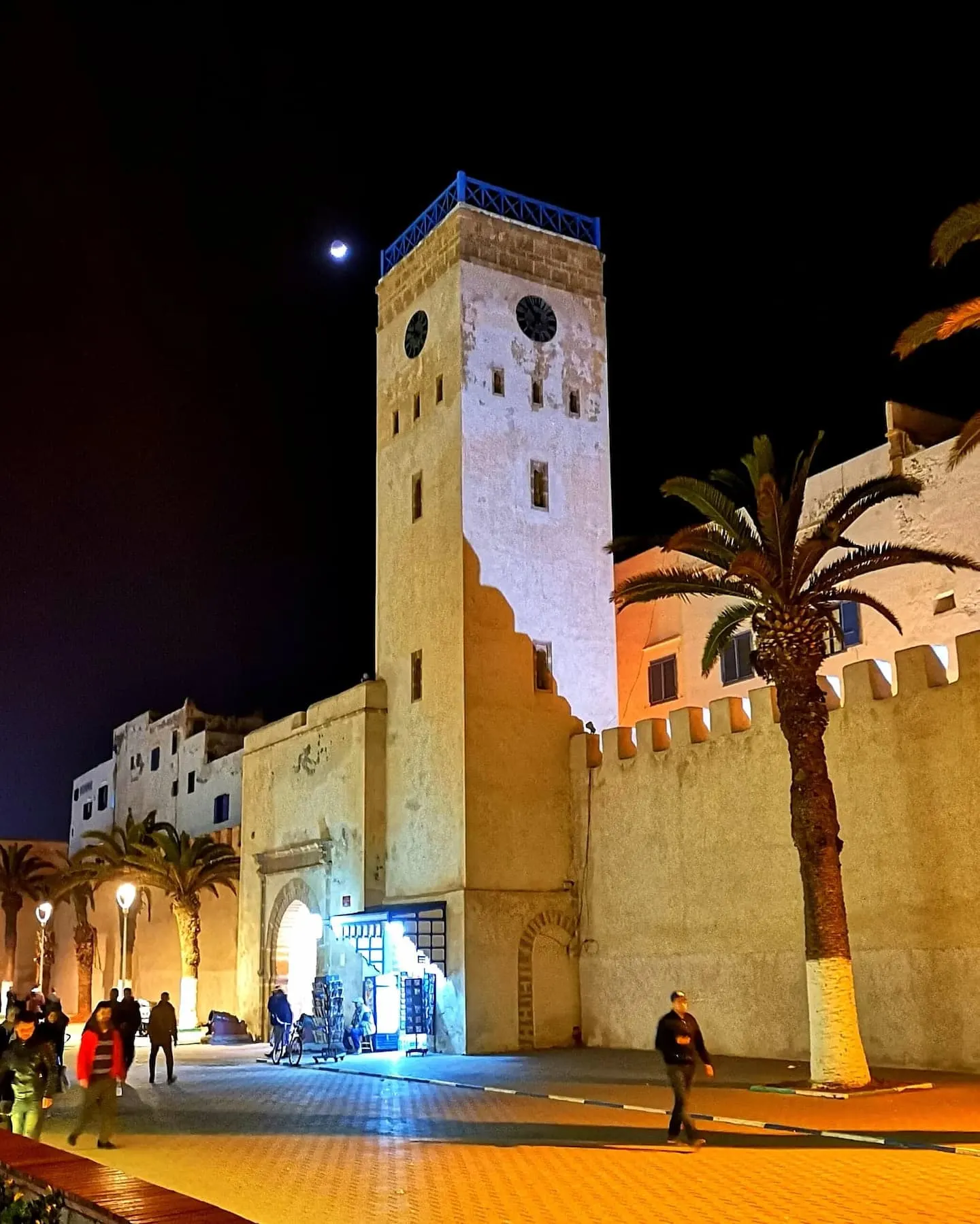 The walls of the Essaouira medina at night