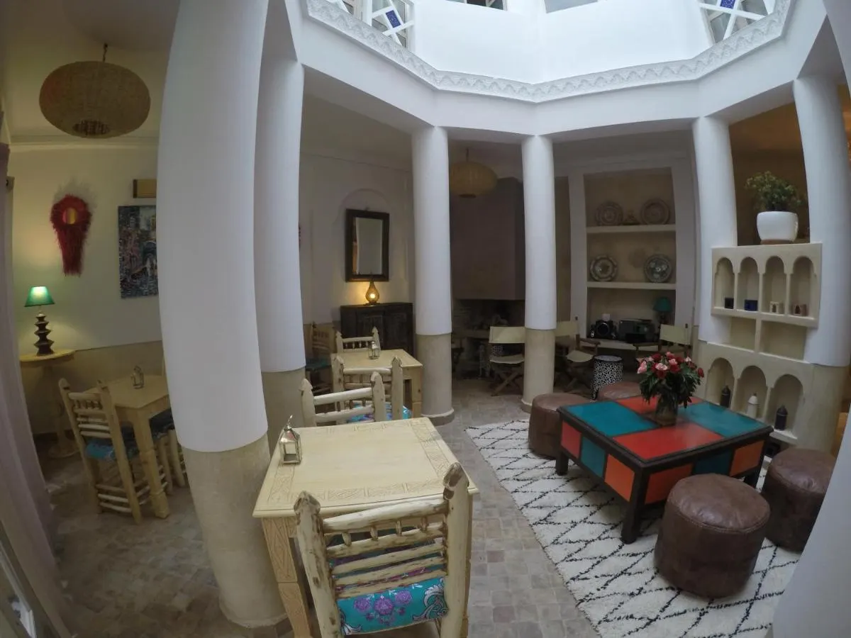 Tables set between the patio columns