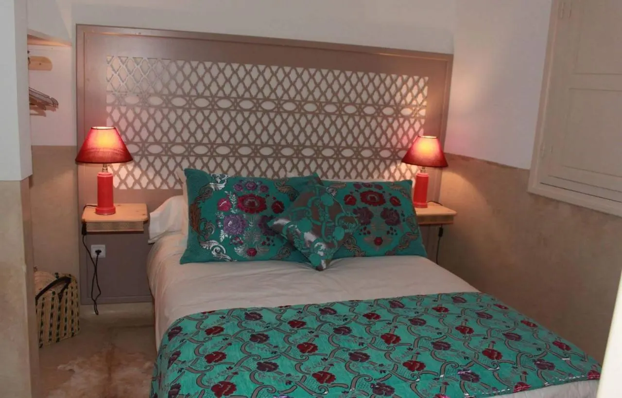 Bedroom with Moroccan textiles